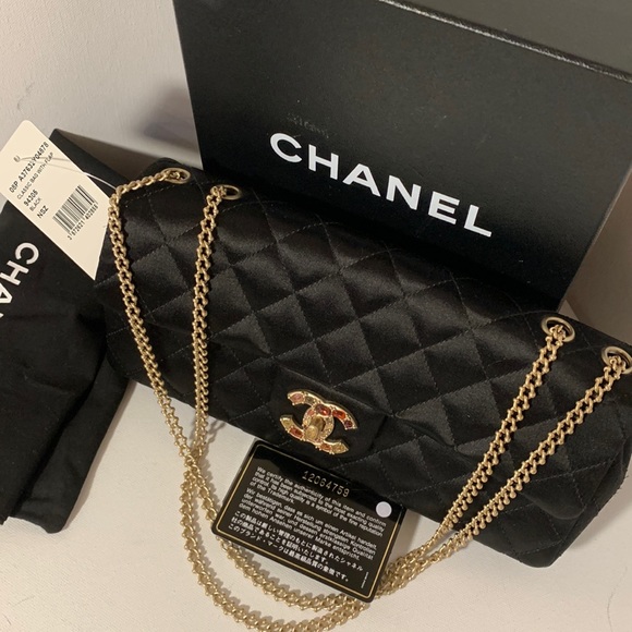 CHANEL Rare Rectangular East West Precious Gem Jewel Black💕Pink Bijoux Gold Bag - Picture 14 of 16
